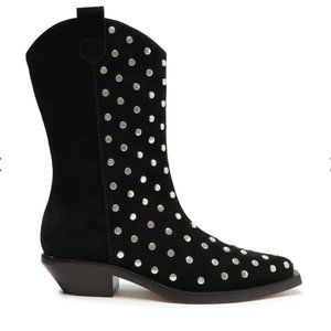 💎HOST PICK💎 SCHUTZ Black Suede Cowboy Boot w Silver Studs Size 11 MSRP$258 NIB